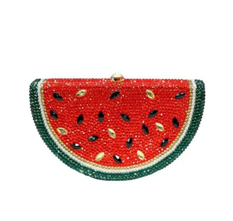 Luxury Crystal Rhinestone Watermelon Clutch