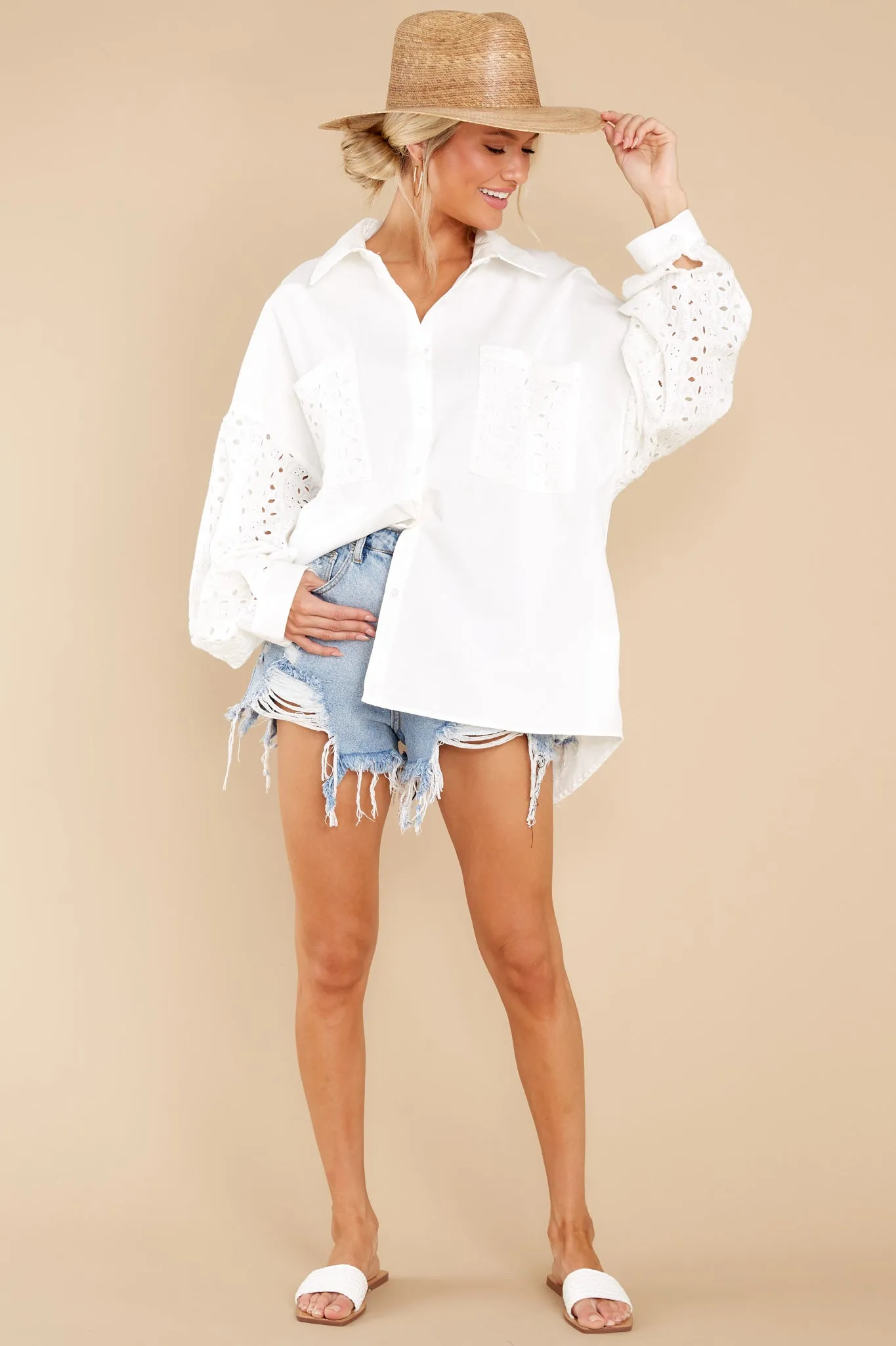 Made To Be Magnificent White Eyelet Top