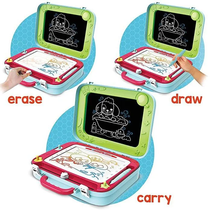 Magnetic Portable Drawing Board for Kids with Built-in Chalkboard Easel