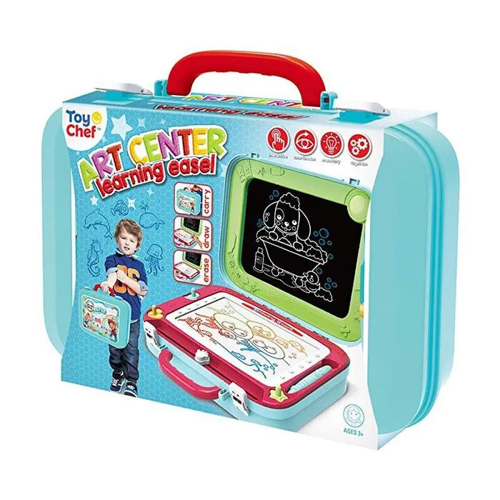 Magnetic Portable Drawing Board for Kids with Built-in Chalkboard Easel