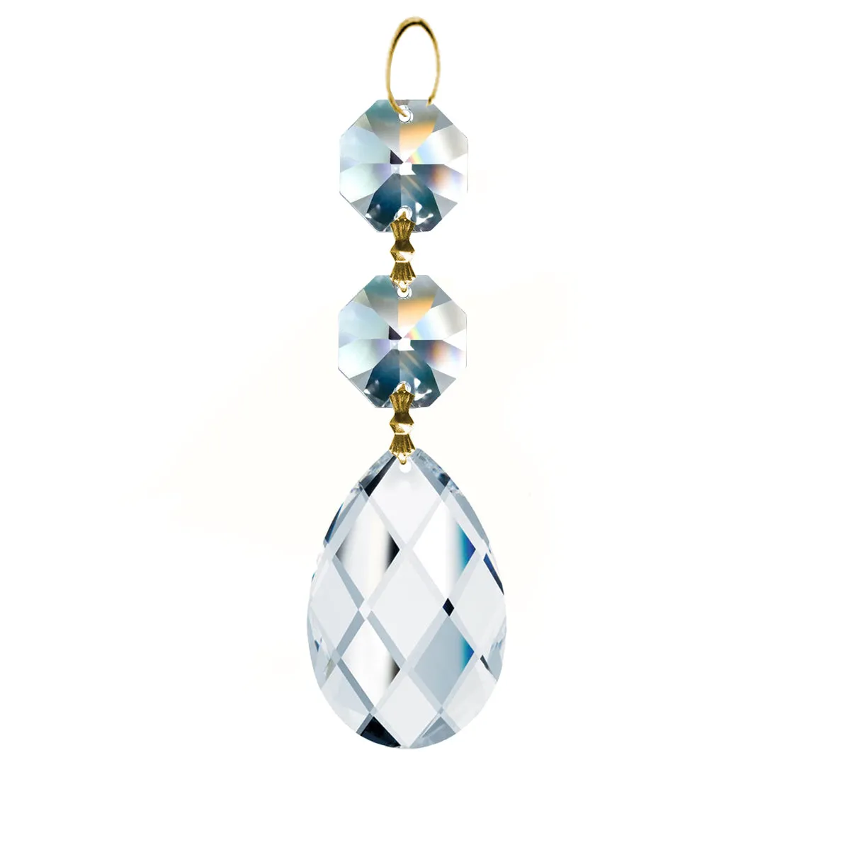 Magnificent Crystal Classic Almond Prism 2-inches Clear, 2 Crystal Beads