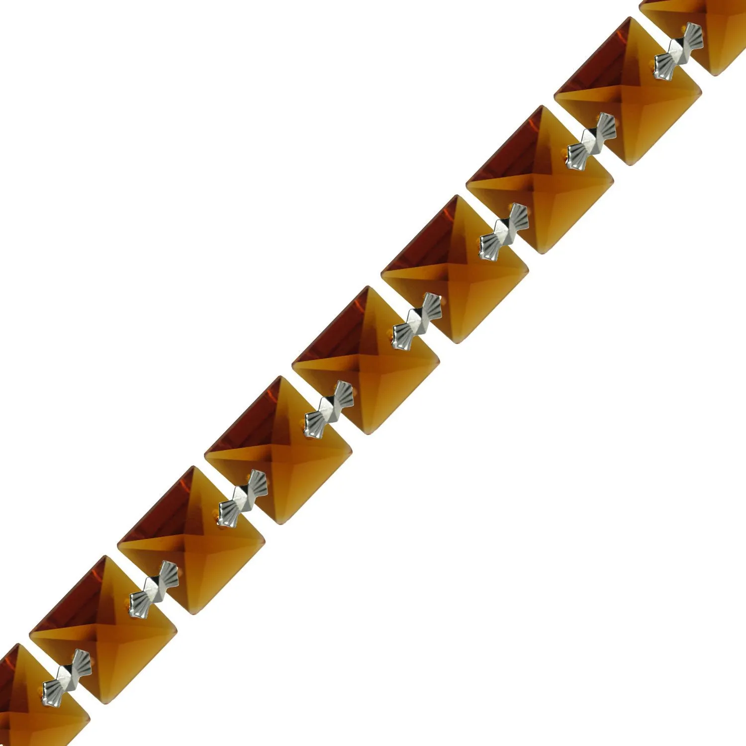 Magnificent Crystal Garland Amber 14mm Square Prism Strand