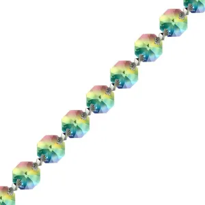 Magnificent Crystal Garland Aurora Borealis 14mm Octagon Prism Strand