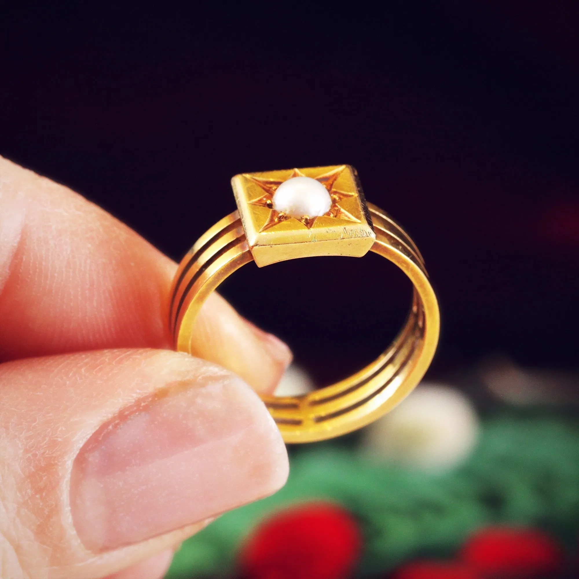 Magnificent Victorian Natural Pearl Ring