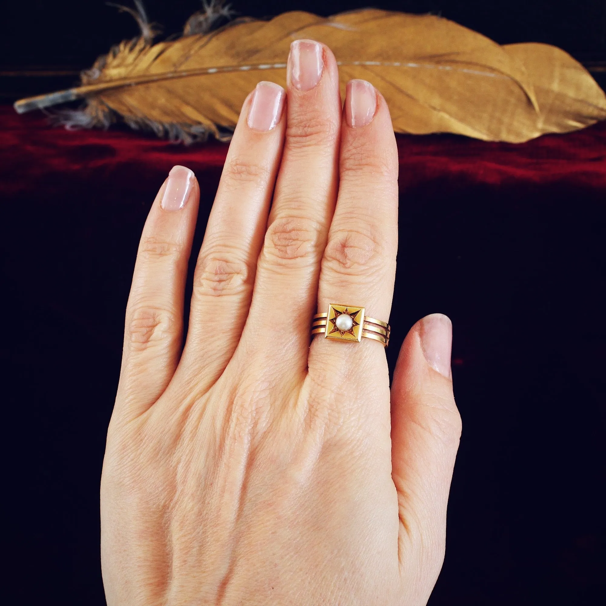 Magnificent Victorian Natural Pearl Ring