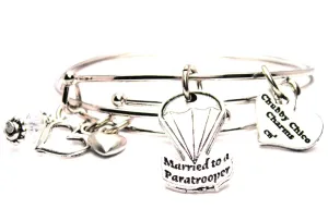 Married To A Paratrooper Expandable Bangle Bracelet Set
