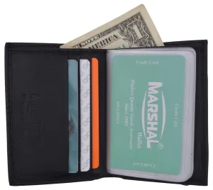 Men's Genuine Leather Multi-Credit Card Holder Wallet W/Protective Band