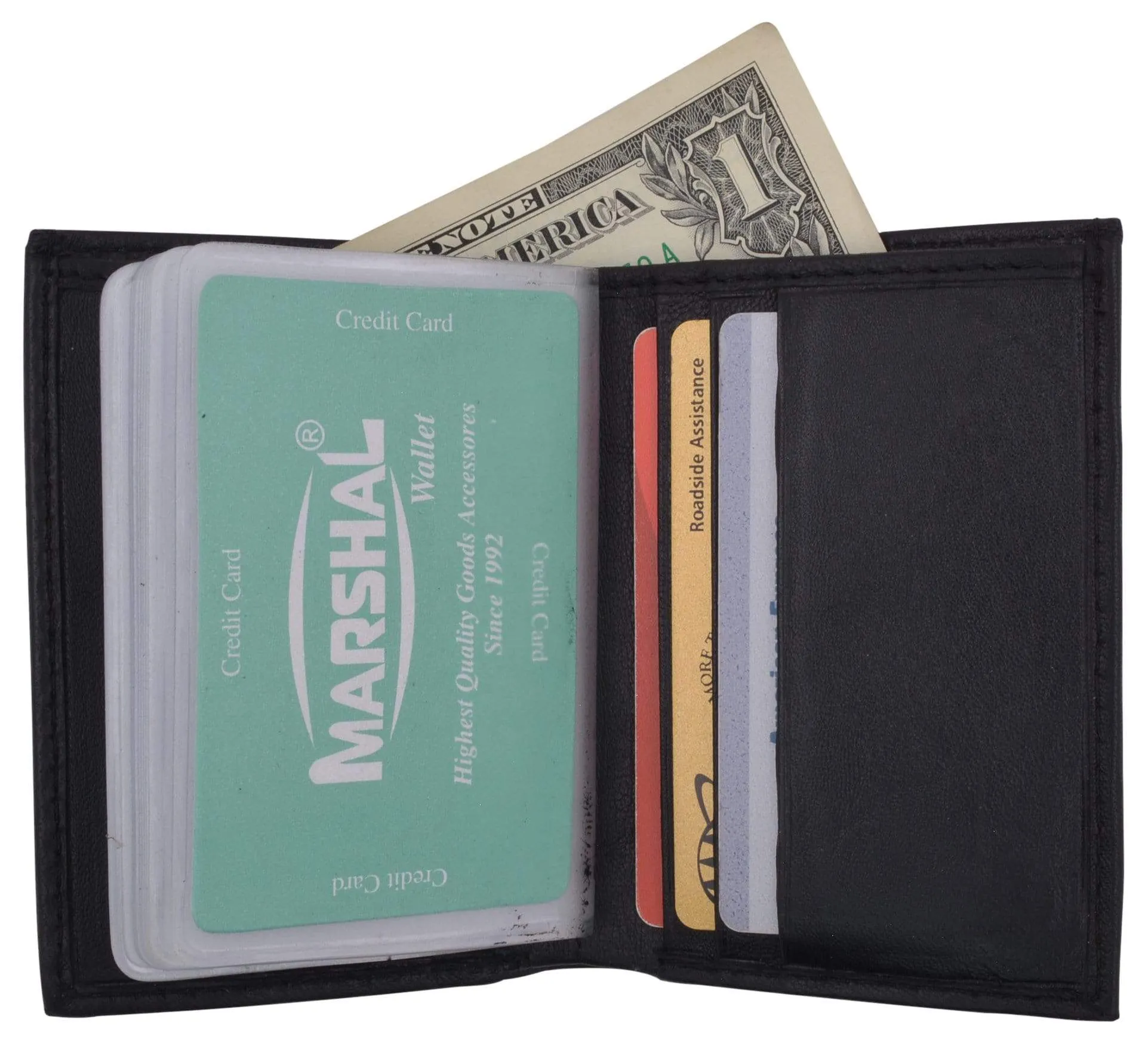 Men's Genuine Leather Multi-Credit Card Holder Wallet W/Protective Band