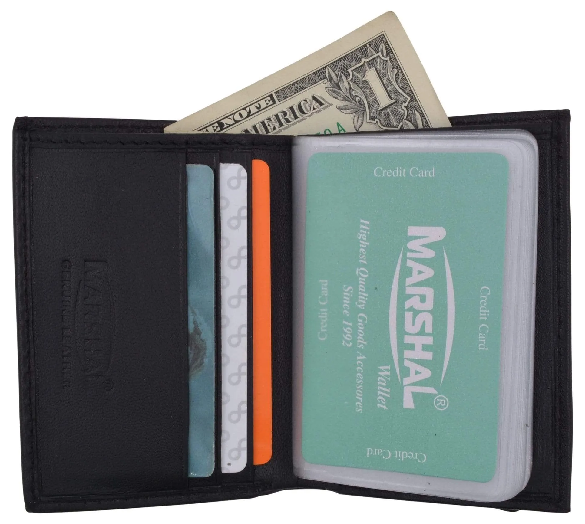 Men's Genuine Leather Multi-Credit Card Holder Wallet W/Protective Band