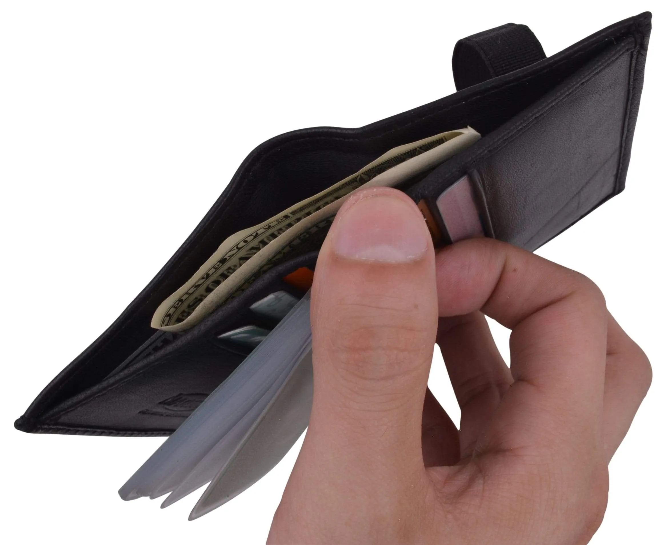 Men's Genuine Leather Multi-Credit Card Holder Wallet W/Protective Band