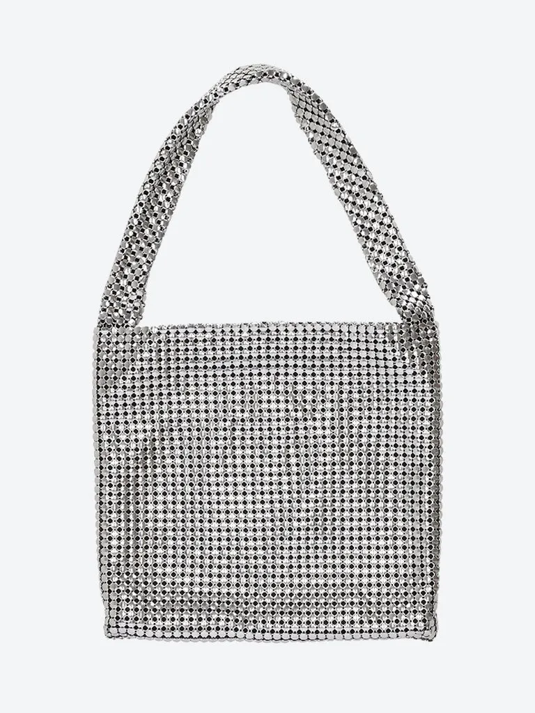 Mesh brass tote bag