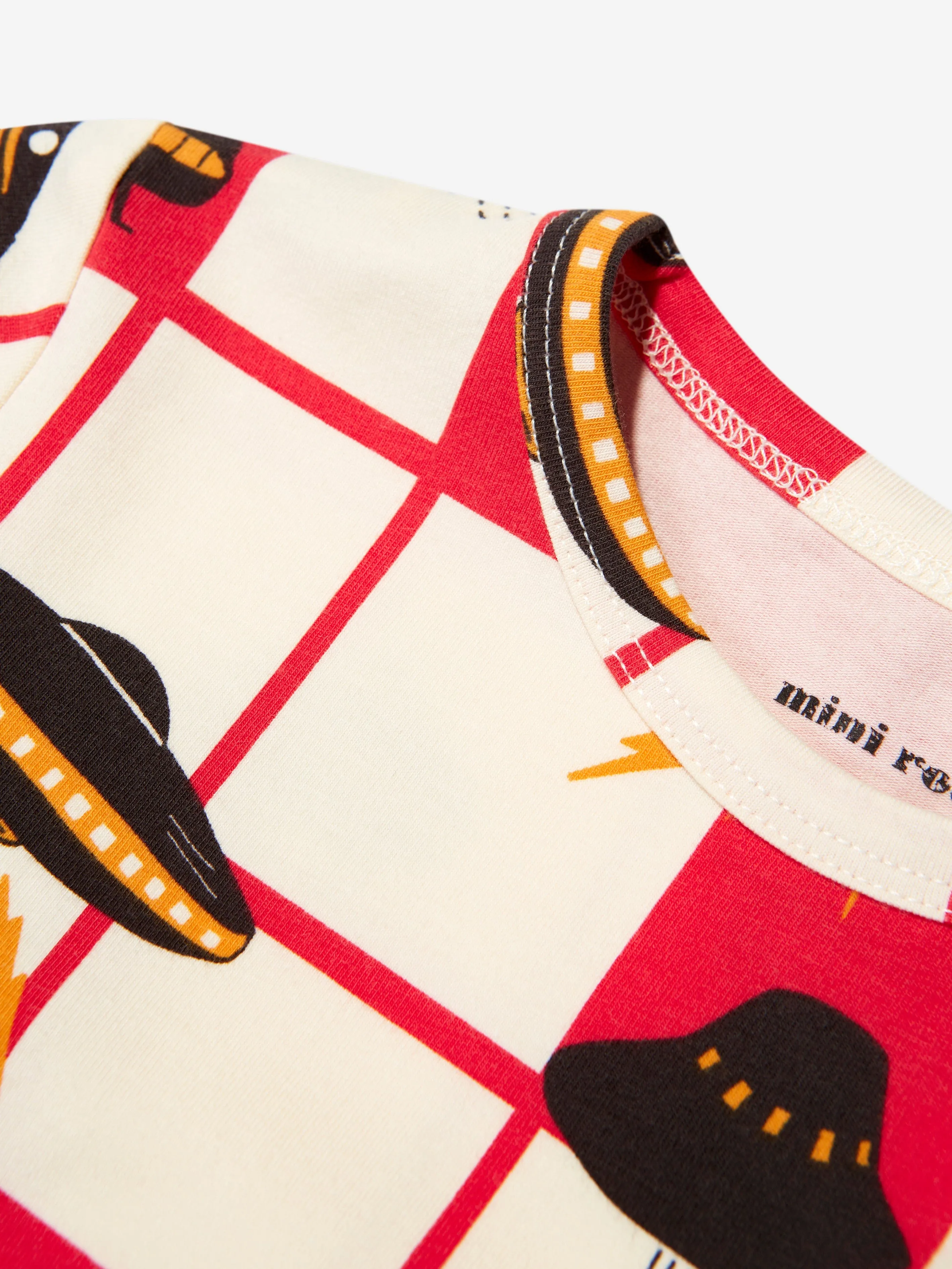 Mini Rodini Kids Organic Cotton UFO Long Sleeve T-Shirt in Red