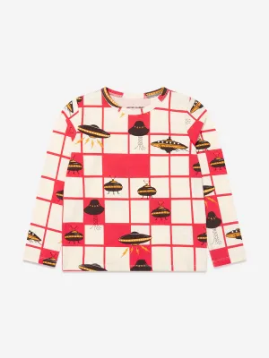 Mini Rodini Kids Organic Cotton UFO Long Sleeve T-Shirt in Red