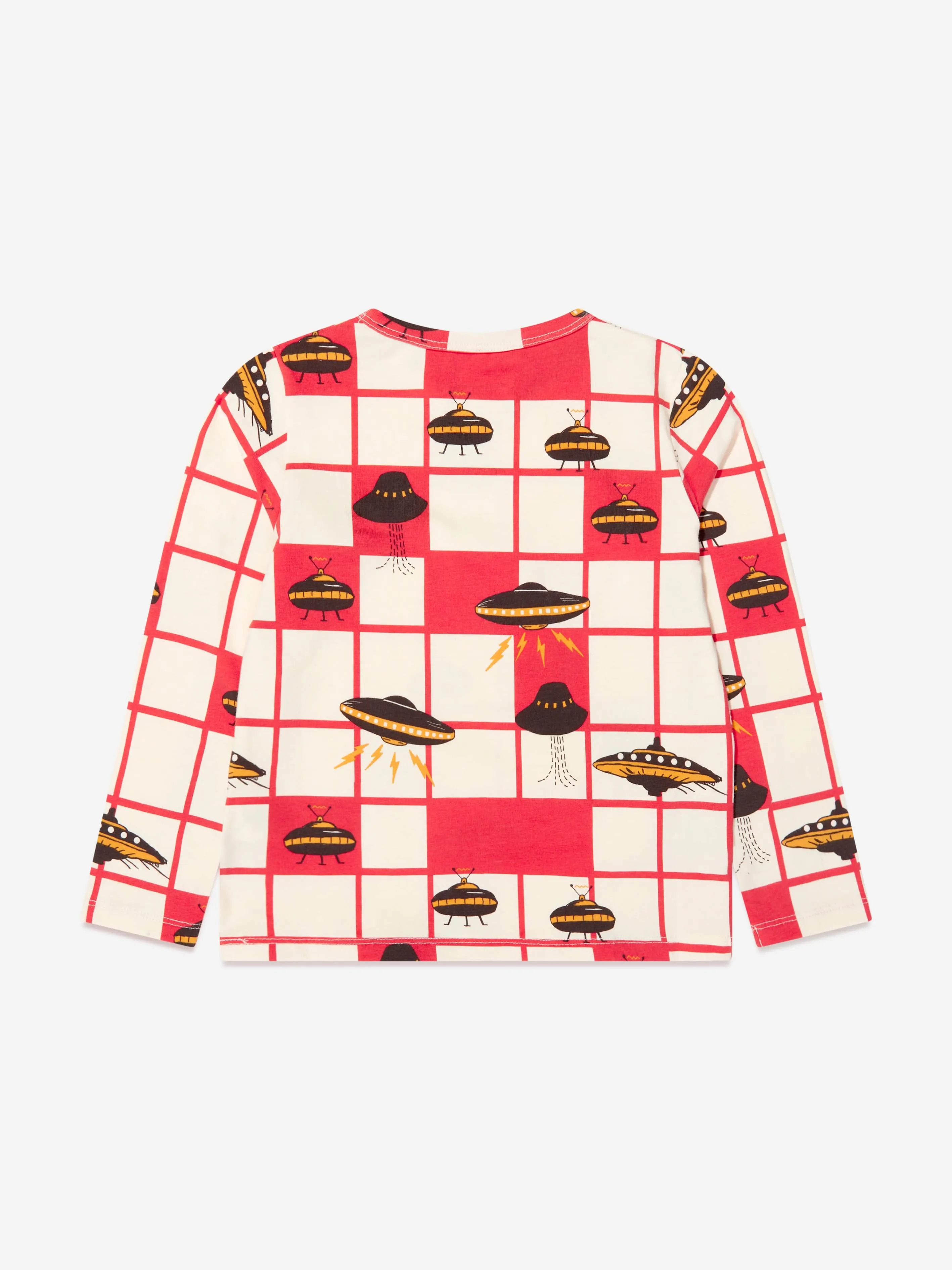 Mini Rodini Kids Organic Cotton UFO Long Sleeve T-Shirt in Red