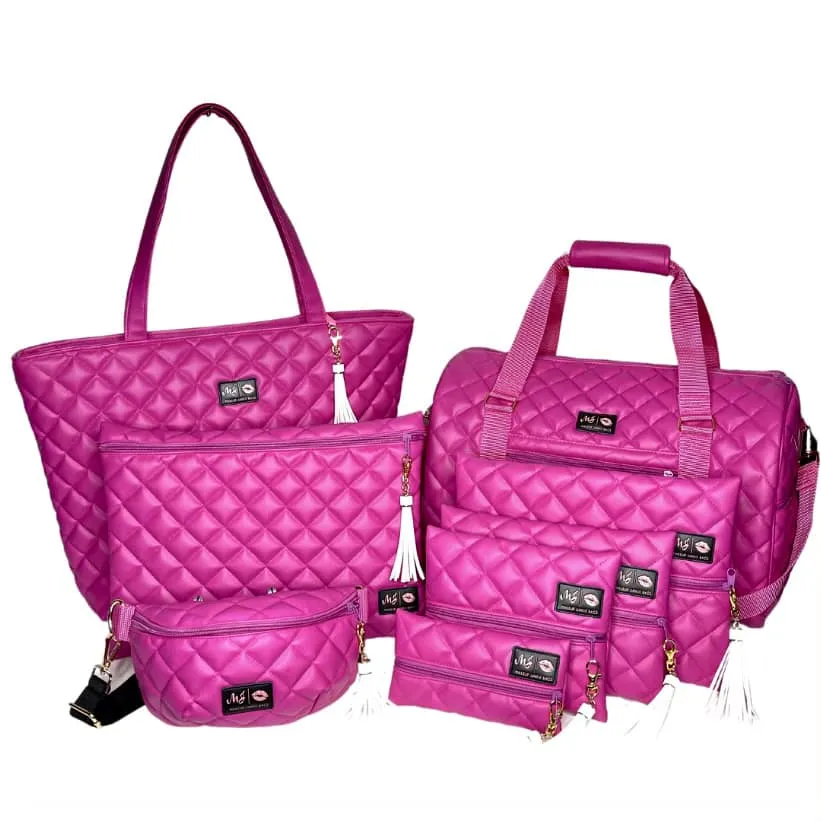 MJ Quilted Luxe Duffel Bag || Hot Fuschia
