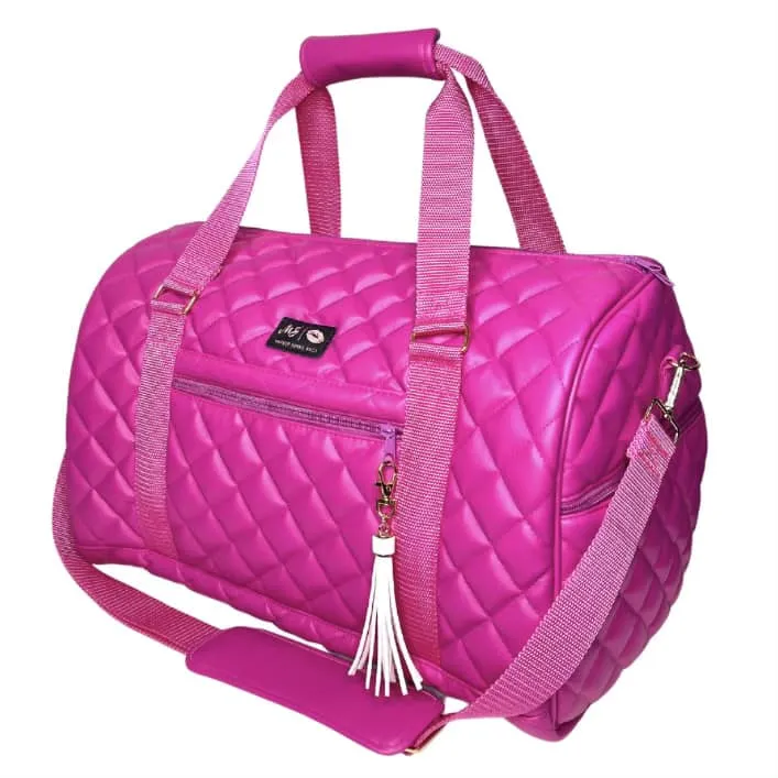 MJ Quilted Luxe Duffel Bag || Hot Fuschia