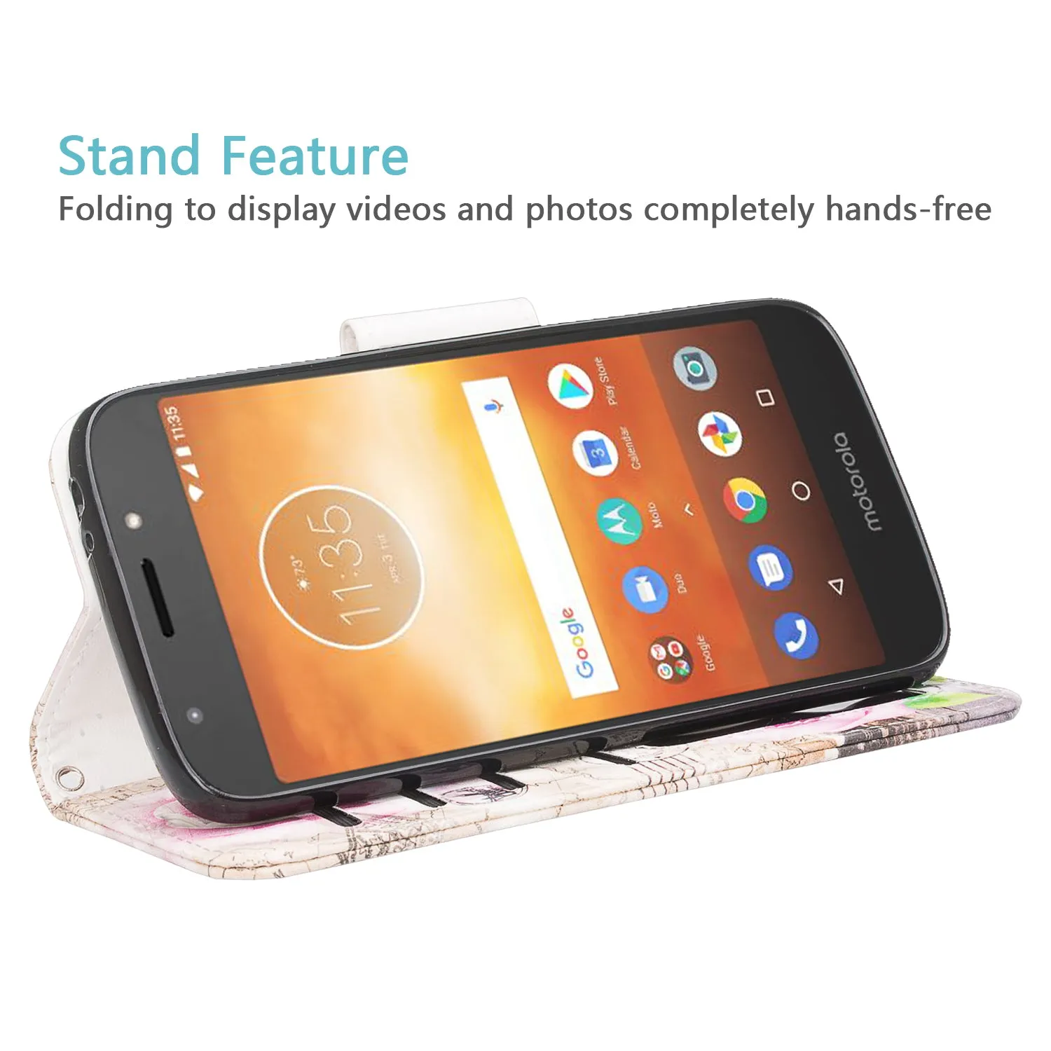Motorola Moto G6 Play Case, G6 Forge, Wrist Strap Pu Leather Wallet Case [Kickstand] with ID & Credit Card Slots - Paris