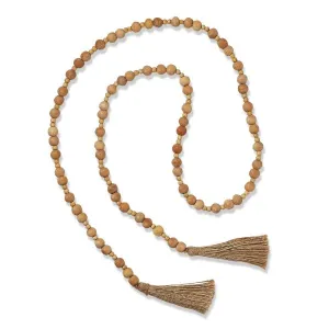 Natural Wood Bead & Jute Tassel Ends Garland - Natural
