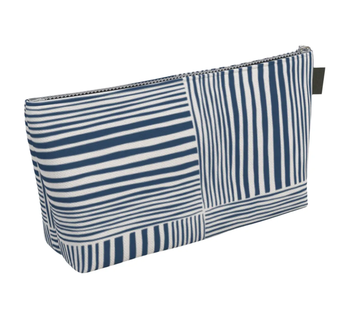 navy stripe pouch