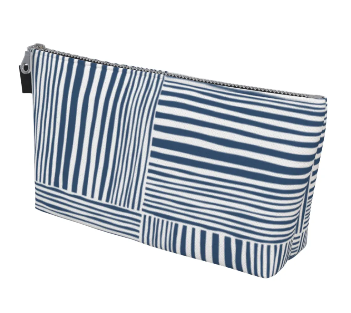 navy stripe pouch