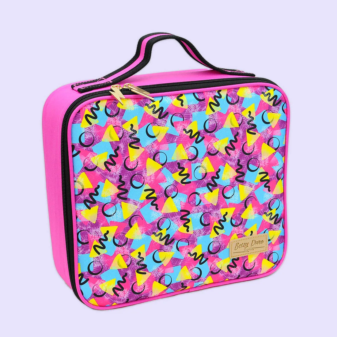 Neon Confetti Print Hot Pink Travel Makeup Case
