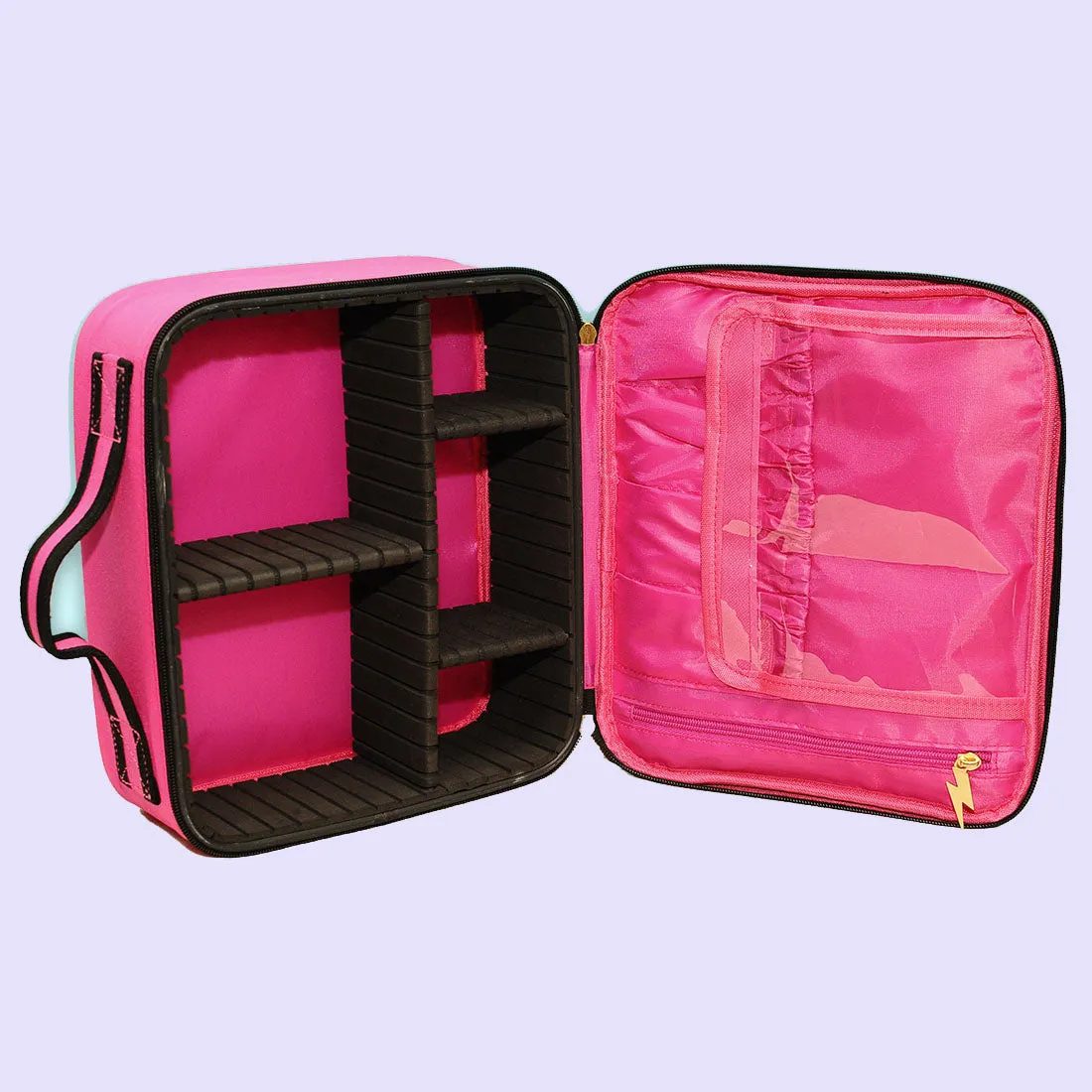 Neon Confetti Print Hot Pink Travel Makeup Case