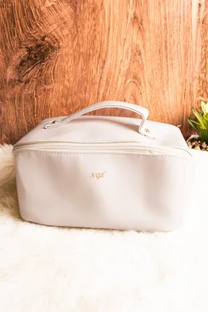 NGIL Morning Ready White Medium Expandable Cosmetic Bag