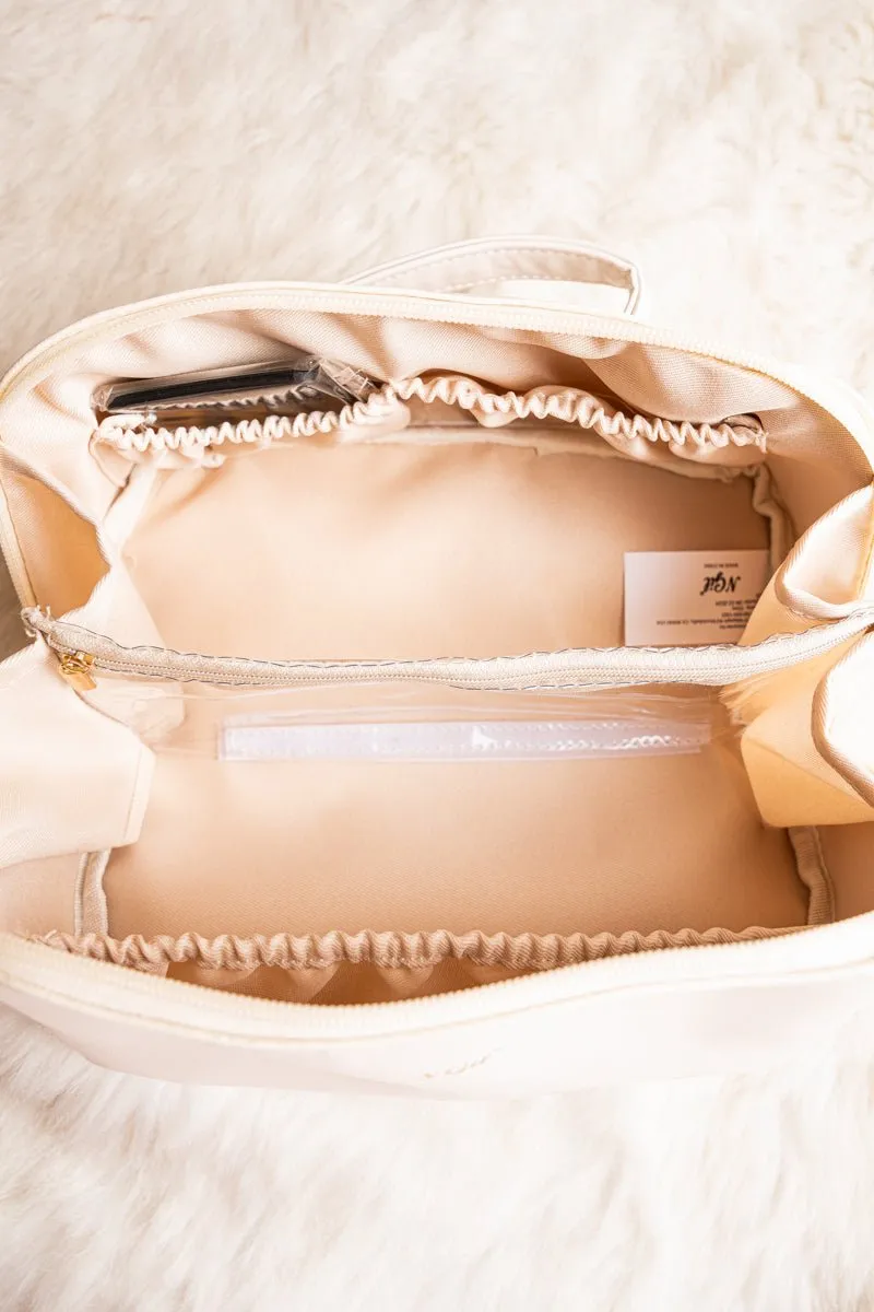 NGIL Morning Ready White Medium Expandable Cosmetic Bag