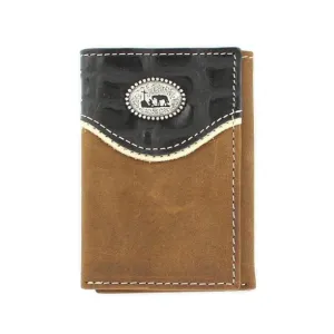 Nocona Men's Cowboy Prayer Concho Brown Trifold Wallet N5445844