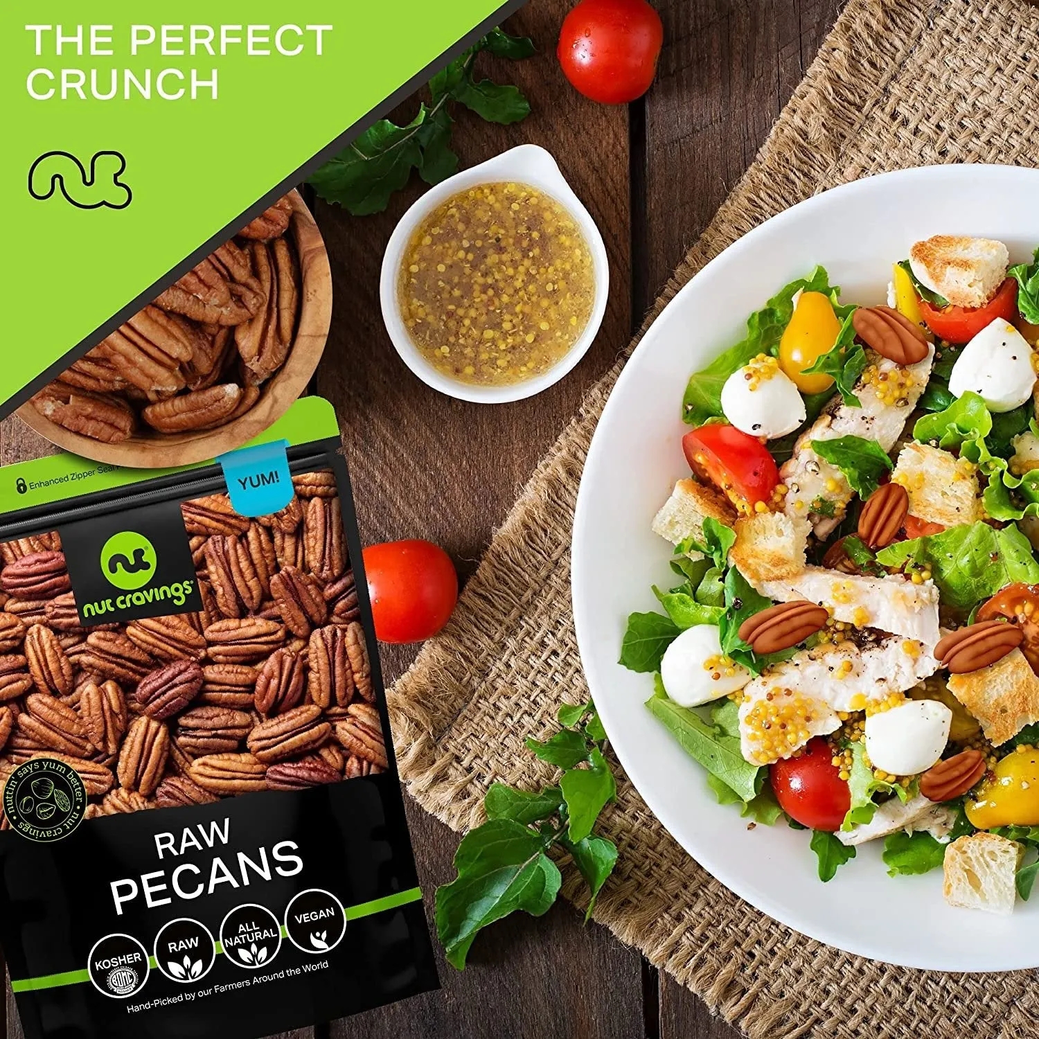 Nut Cravings - Raw Pecans Halves & Pieces, Unsalted, Shelled, (80oz - 5 LB) Bulk Nuts Packed Fresh in Resealable Bag - Healthy Protein Snack, All Natural, Keto, Vegan, Kosher