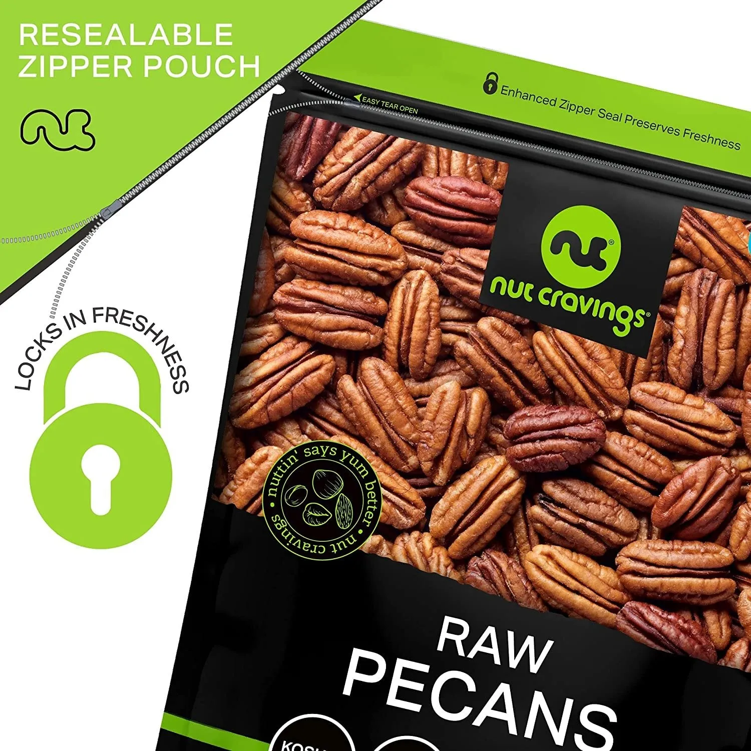 Nut Cravings - Raw Pecans Halves & Pieces, Unsalted, Shelled, (80oz - 5 LB) Bulk Nuts Packed Fresh in Resealable Bag - Healthy Protein Snack, All Natural, Keto, Vegan, Kosher