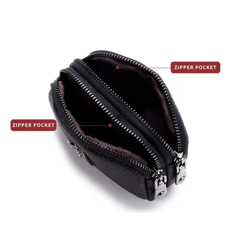 Paziye Genuine Leather Double Zip Coin Purse