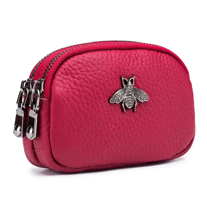 Paziye Genuine Leather Double Zip Coin Purse