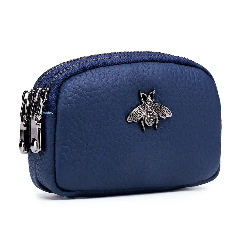 Paziye Genuine Leather Double Zip Coin Purse