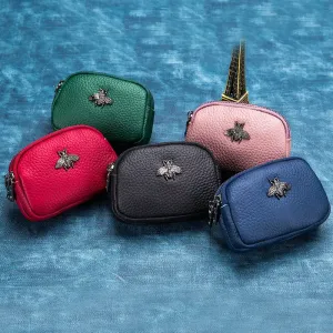 Paziye Genuine Leather Double Zip Coin Purse