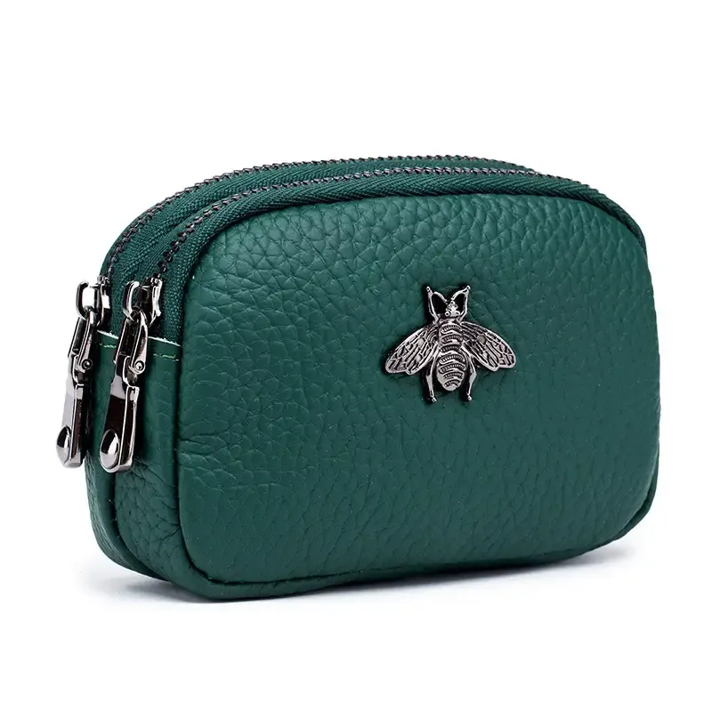 Paziye Genuine Leather Double Zip Coin Purse