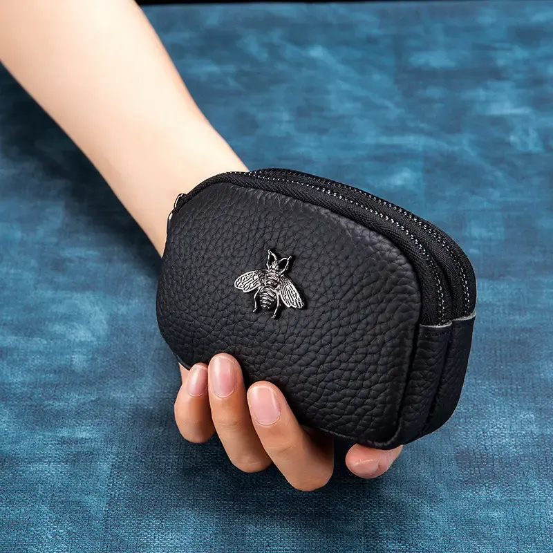 Paziye Genuine Leather Double Zip Coin Purse