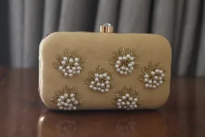 Pearl Detailing With Sequin Hand Embroidered Clutch