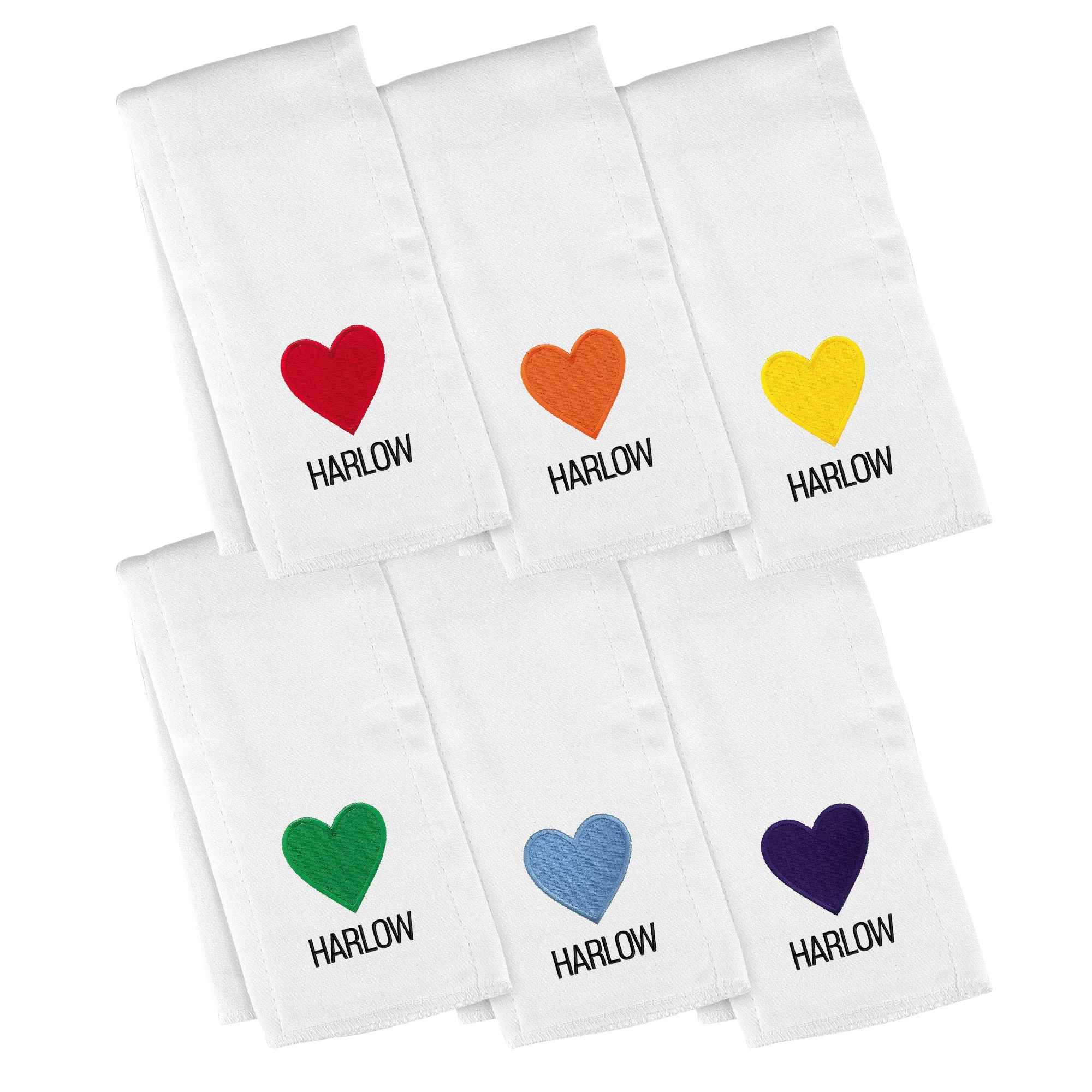 Personalized Emoji Burp Cloth - 6 Pack Rainbow Love