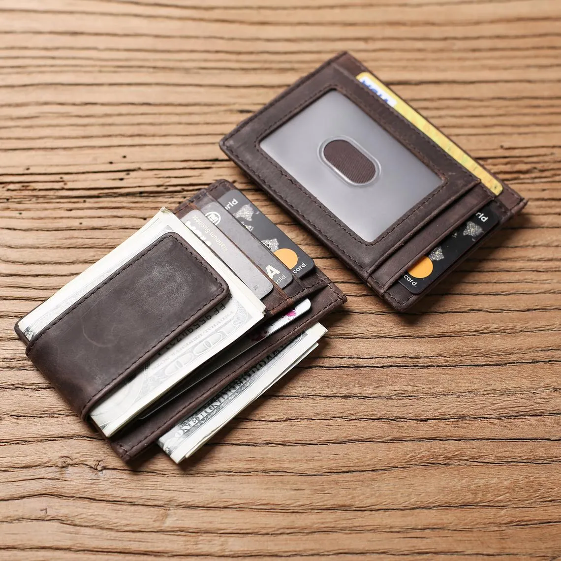 Personalized Husband Gift from Wife Custom Wallet for Men Engraved Leather Money Clip Boyfriend gift Mens Leather Money Clip Wallet