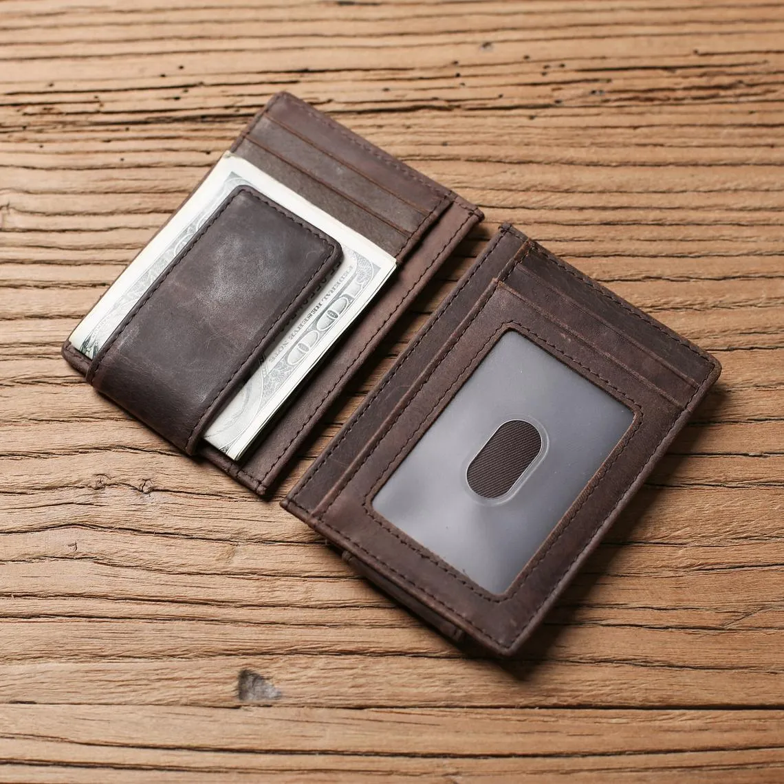 Personalized Husband Gift from Wife Custom Wallet for Men Engraved Leather Money Clip Boyfriend gift Mens Leather Money Clip Wallet