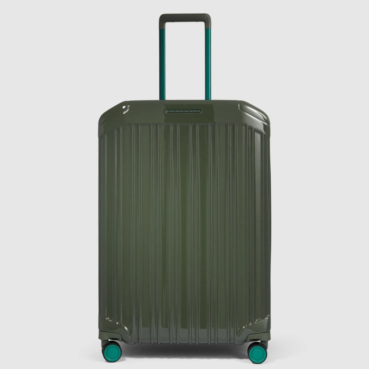 Piquadro Pq-Light Medium Size Expandable Trolley With 4 Wheels In Polycarbonate Green