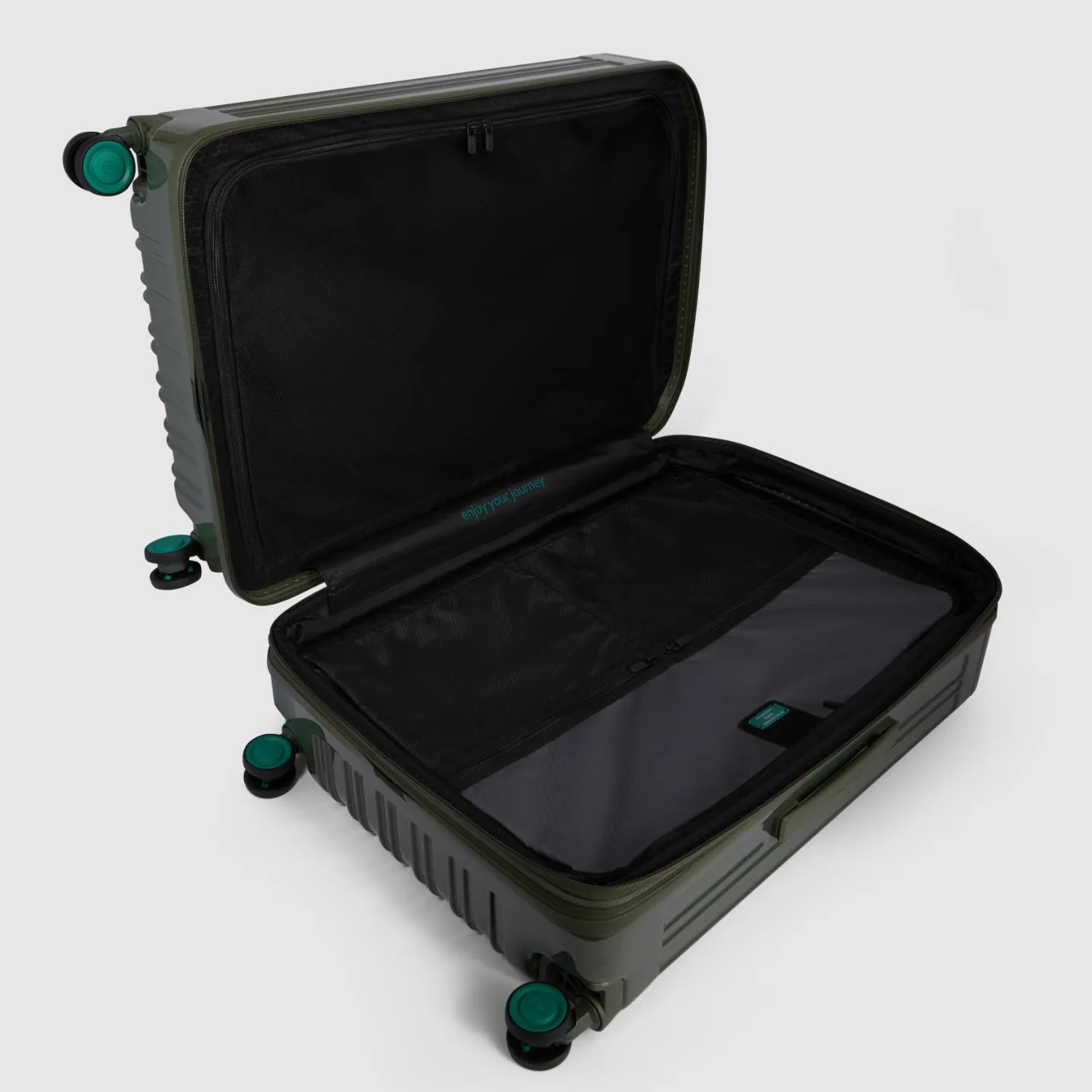 Piquadro Pq-Light Medium Size Expandable Trolley With 4 Wheels In Polycarbonate Green
