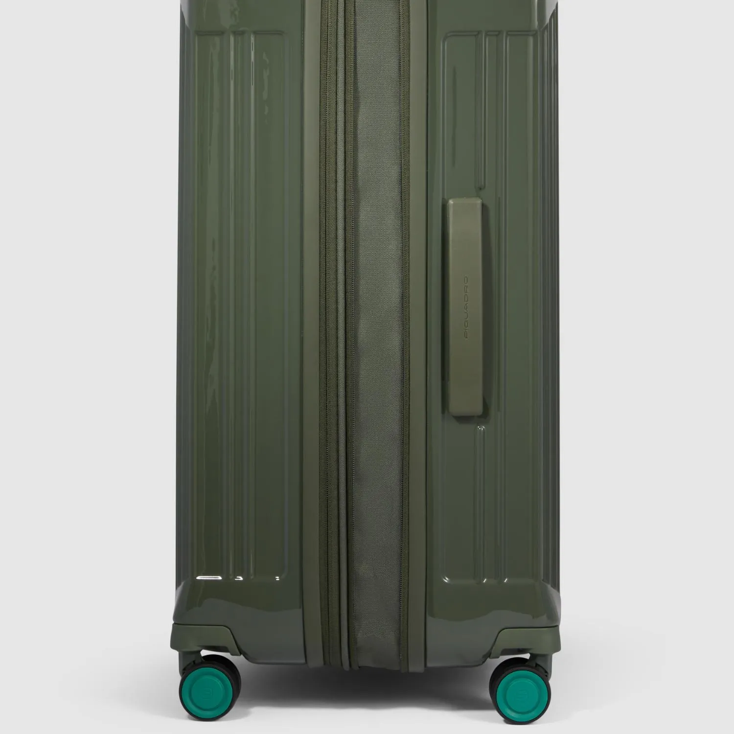 Piquadro Pq-Light Medium Size Expandable Trolley With 4 Wheels In Polycarbonate Green