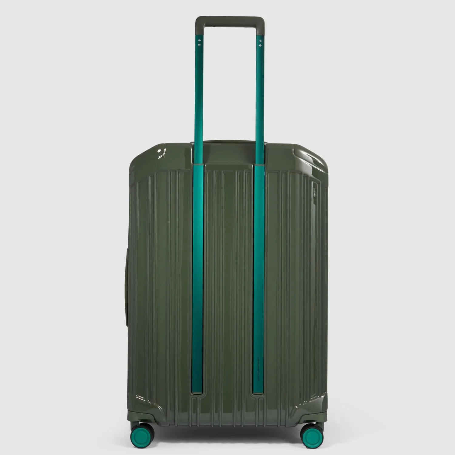 Piquadro Pq-Light Medium Size Expandable Trolley With 4 Wheels In Polycarbonate Green