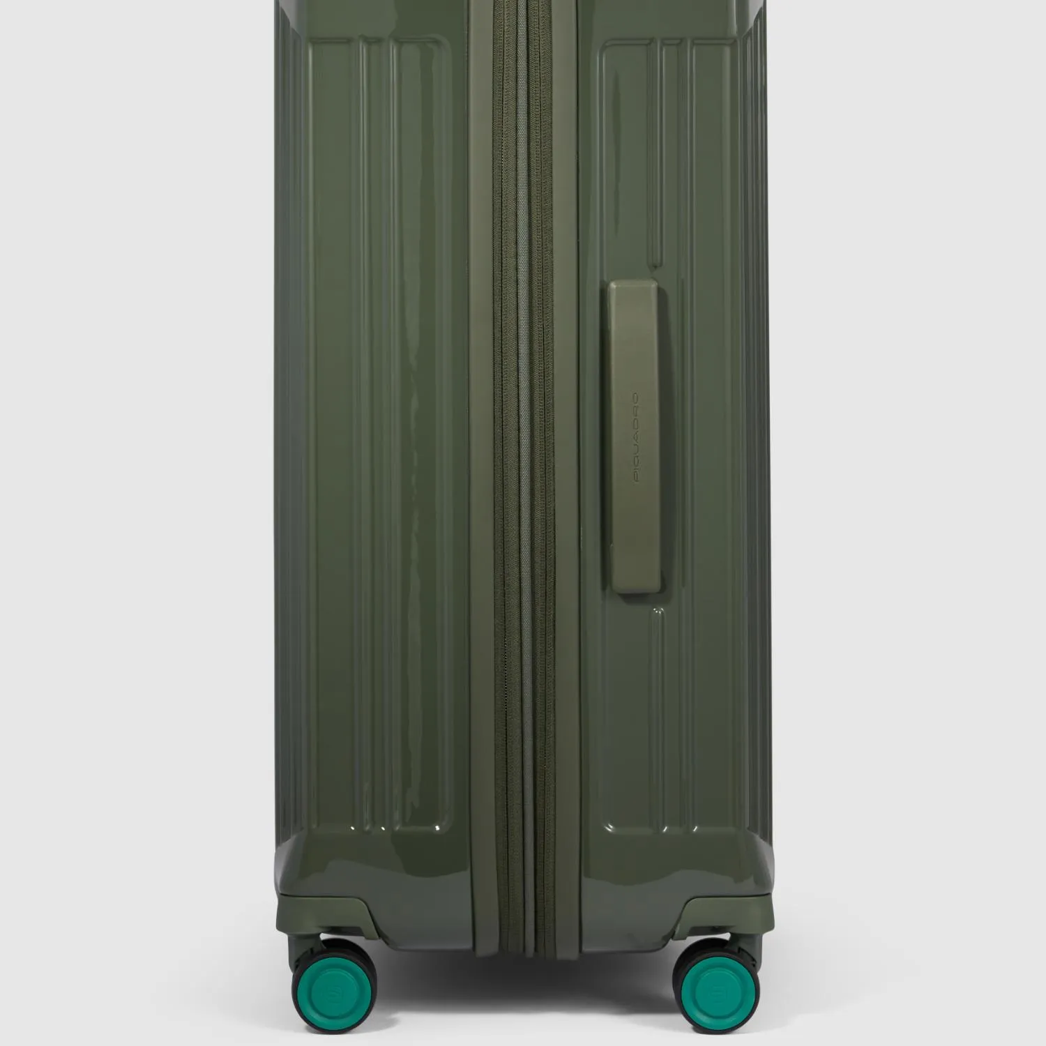 Piquadro Pq-Light Medium Size Expandable Trolley With 4 Wheels In Polycarbonate Green
