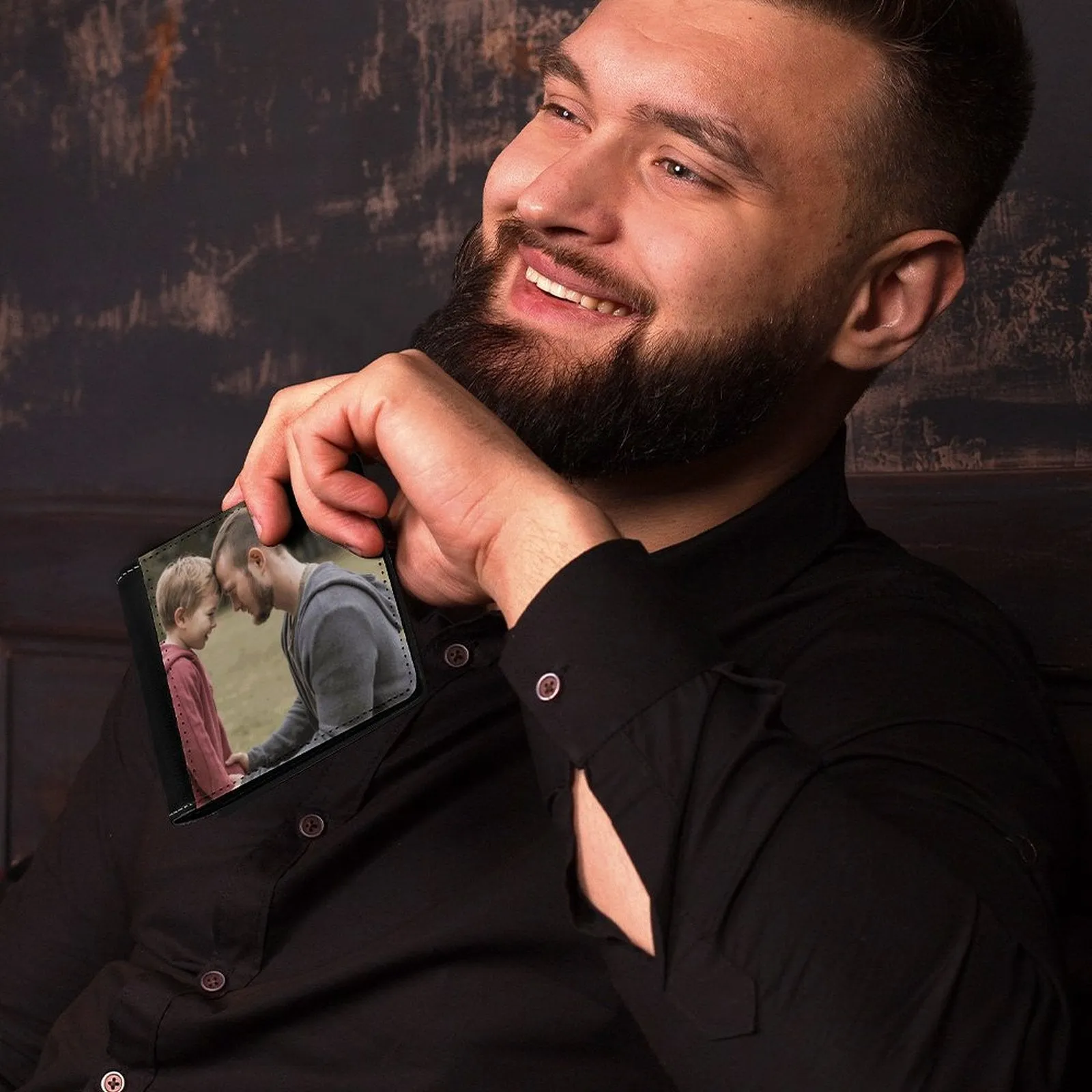 POD Upload Your Photo PU Leather Wallet for Men