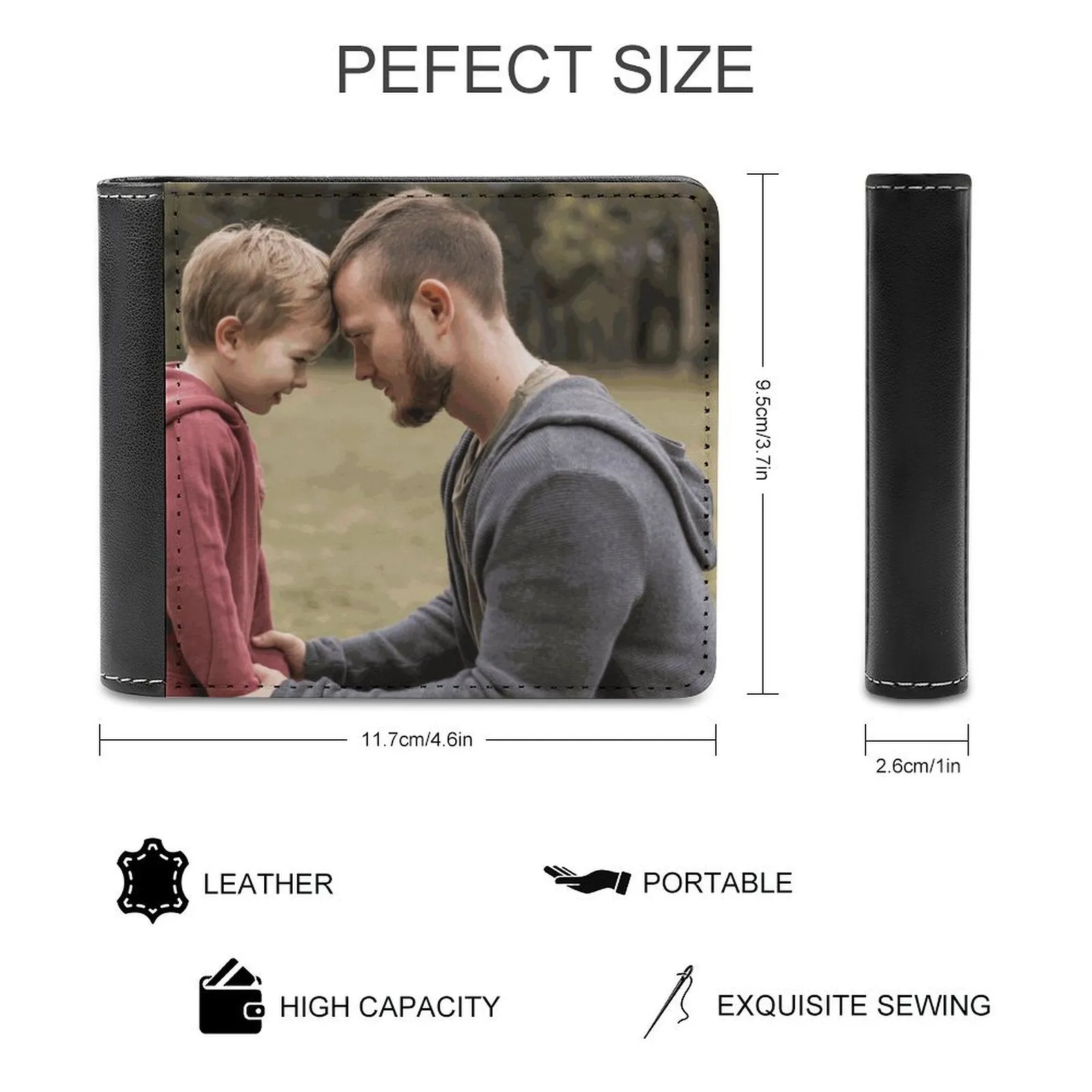 POD Upload Your Photo PU Leather Wallet for Men