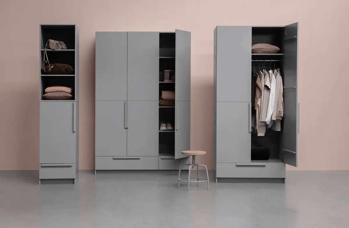 Pure Concrete Grey 1 Door Split Wardrobe