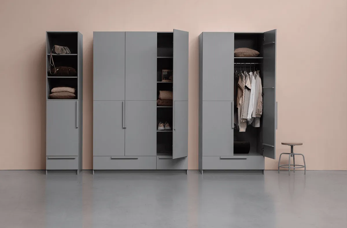 Pure Concrete Grey 1 Door Split Wardrobe
